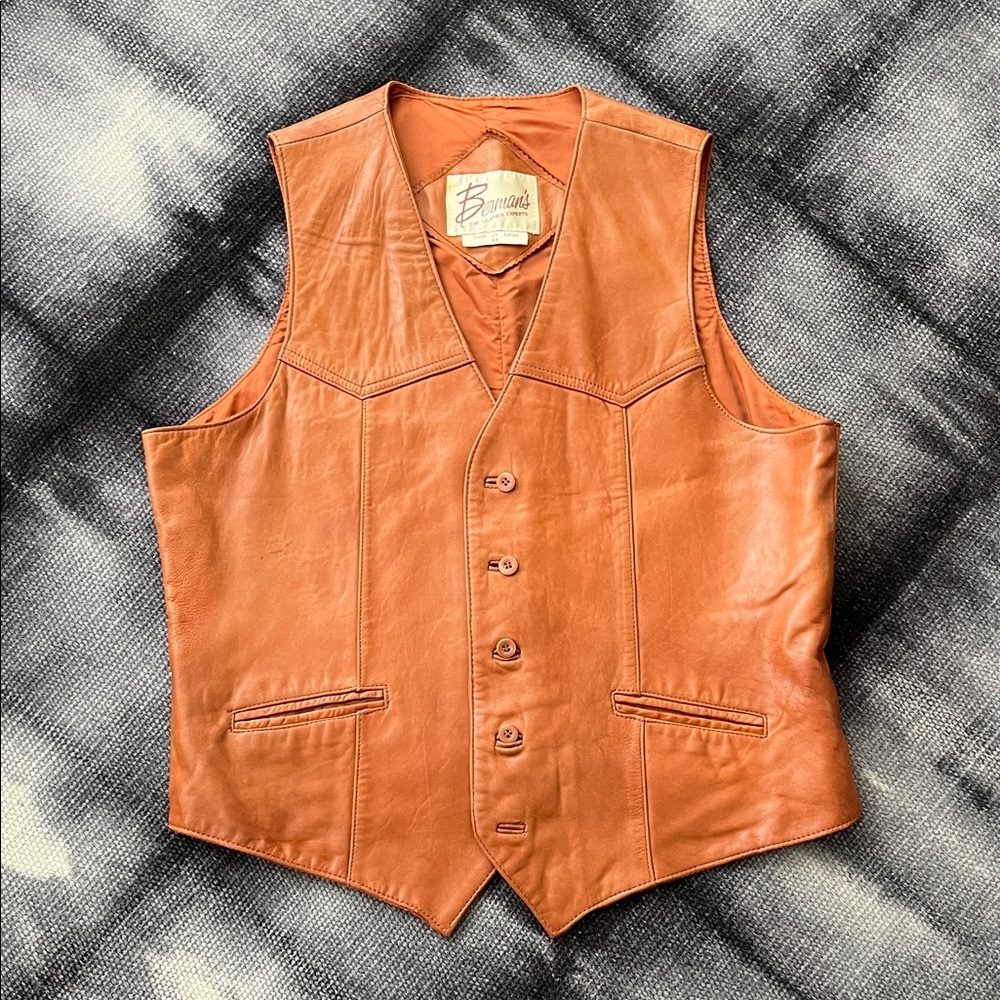 Vintage Berman’s Brown Western Leather Vest, size 46